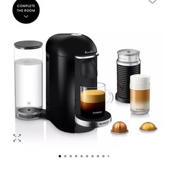 VertuoPlus Deluxe by Breville with Aeroccino Milk Frother, Classic Black