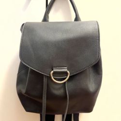 Black Leather Mini Backpack
