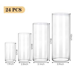 24 Pcs hurricane Cylinder Vases $40 new For Centerpieces 4,6,8,10 Inch Tall Cylinder Vases $45 Box