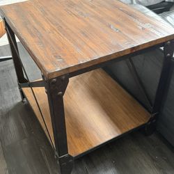 Side Table - Solid Wood, Metal Frame ( 22”W x 26”L x 24.5”H)