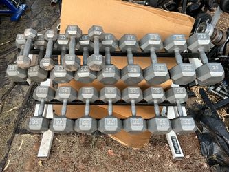 5-50lb hex iron dumbbell set weights