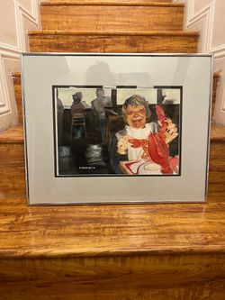 Karen S. Sheipline "Portrait of Betsy and Lobster" Original Watercolor Painting
