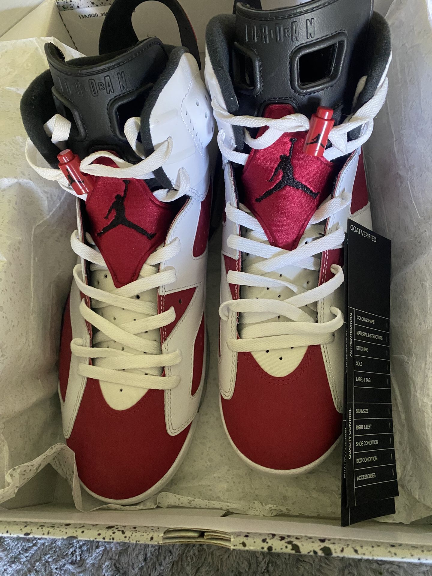 Jordan’s 6, carmine Men 13