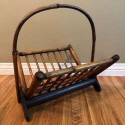 Vintage Decor 1970s Bamboo Magazine Rack
