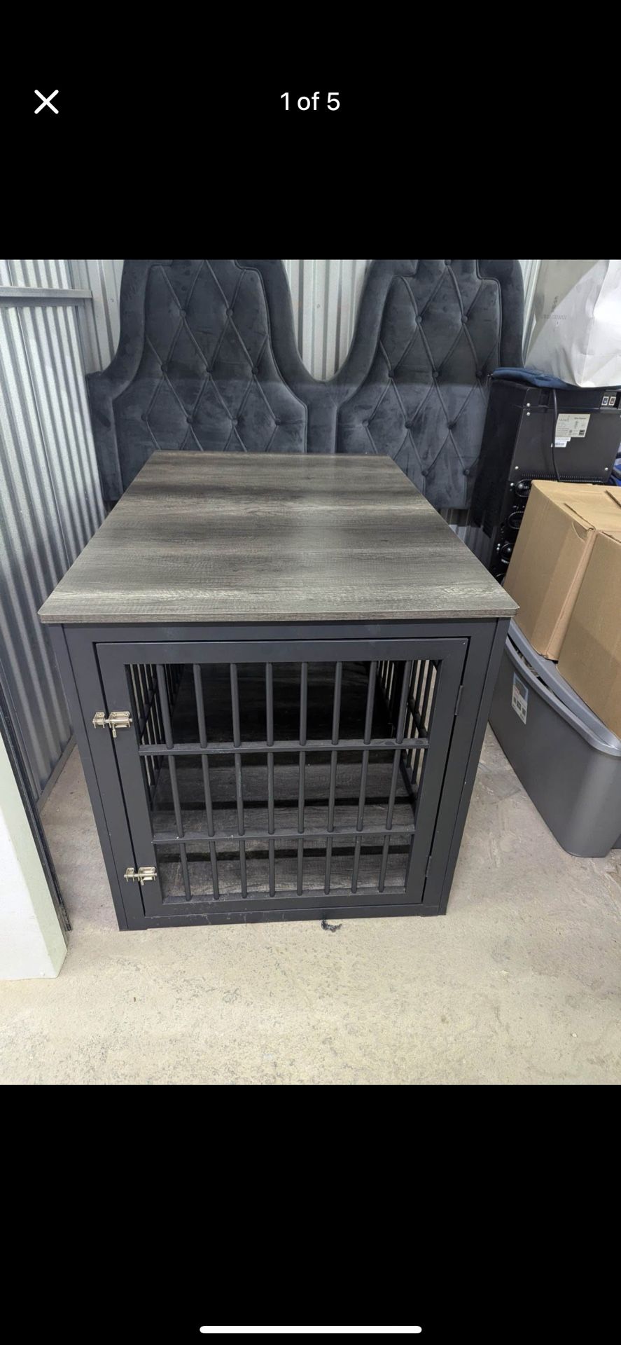Rustic Heavy Duty Dog Crate Furniture for Extra Large Dogs, Decorative Pet House End Table, Wooden C