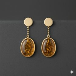 Earrings Made in gold & Amber 