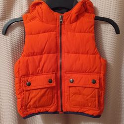 Baby Gap Kids Orange Hooded Zip-Up Vest with Pockets Children's Size 3T 