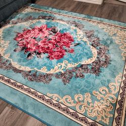 Large Teal Floral Area Rug – Excellent Condition – $80 OBO
