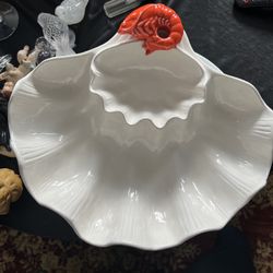 Shell-Shaped Ceramic Lobster Seafood Serving Dish White Ceramic Shrimp Bowl MCM