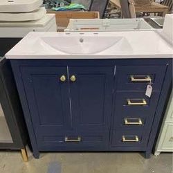 Minor Chip Assembled New Solid Wood Frame 36 inch Bathroom Vanity with Sink Storage Cabinet