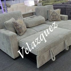 ✅️✅️2-Piece Convertible Sectional
Sleeper Sofa W/Fold-Down Table & Chaise Storage✅️✅️