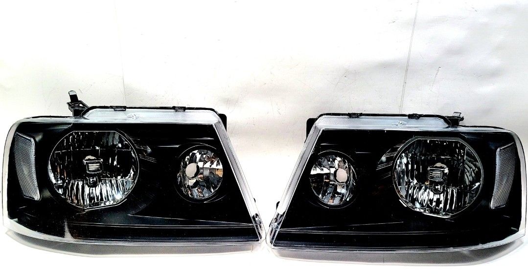 HEADLIGHTS ASSEMBLY FIT FOR 04-08 FORD F-150 F150 BLACK HOUSING