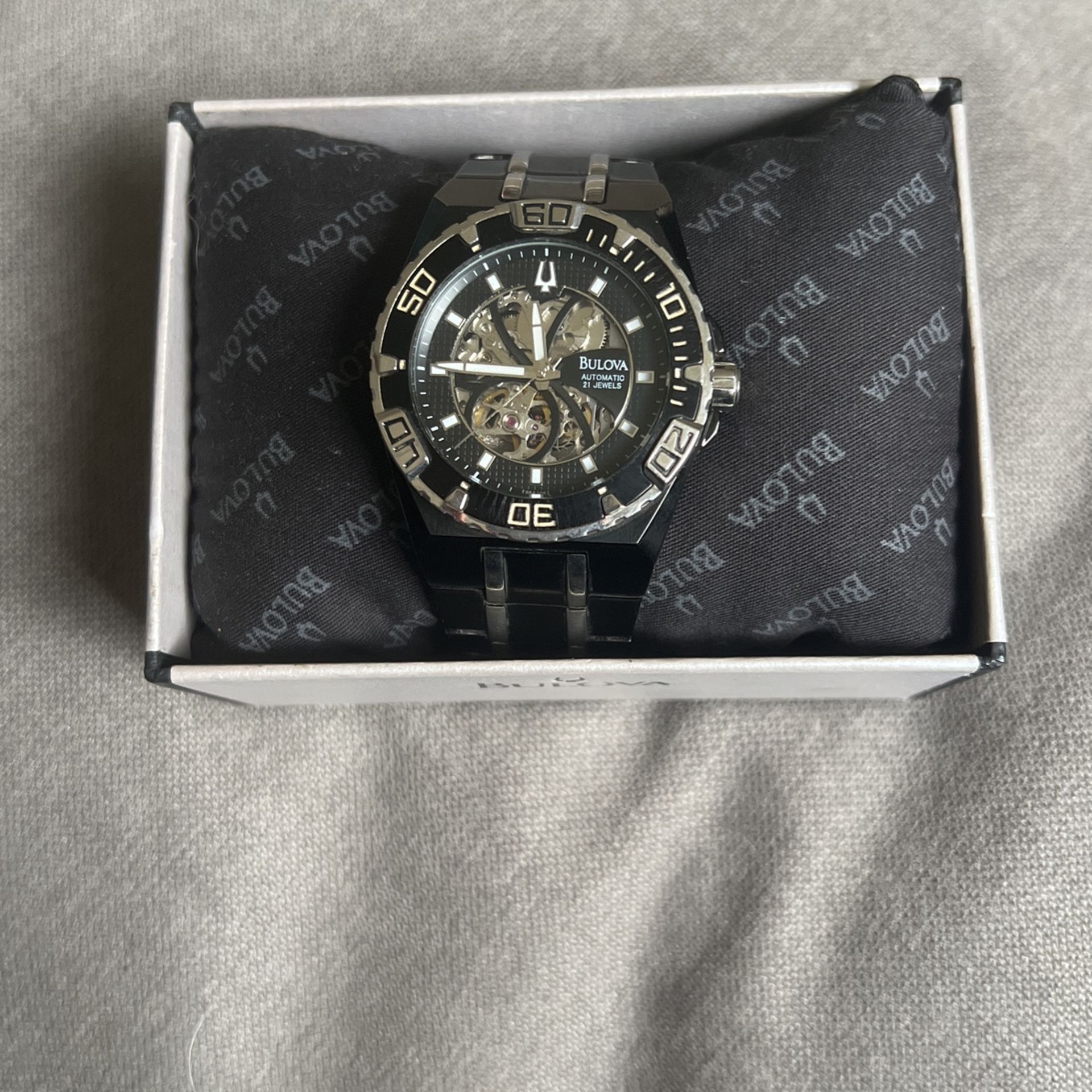 Bulova Men's 98A108 Marine Star Mechanical Hand-Wind Automatic Black Dial Watch