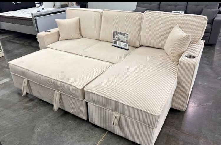 New Sleeper Sectional Couch With Storage / Free Delivery