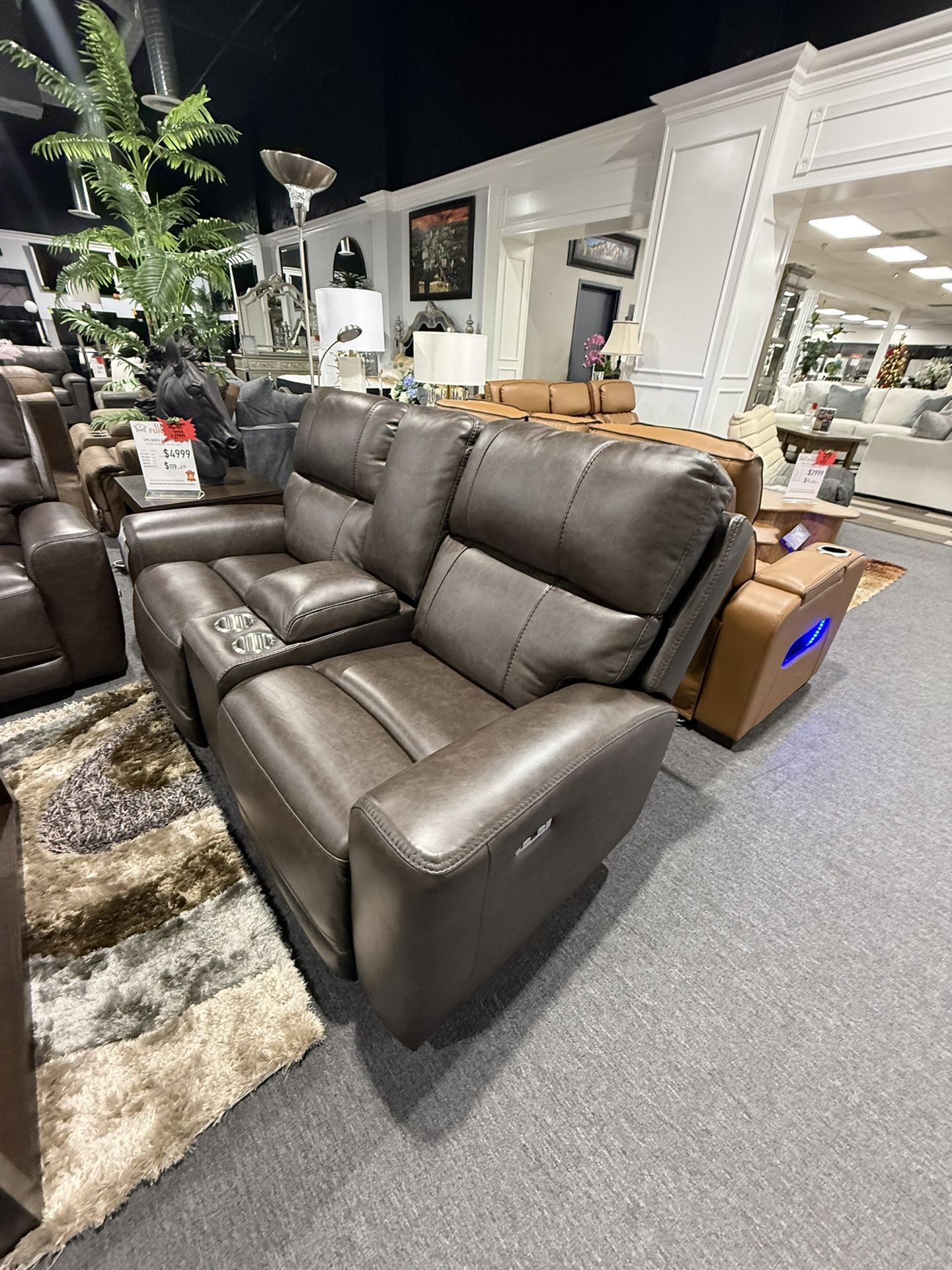 2 Pc Power Recliner Sofa And Loveseat Real Leather Financing Available No Credit Needed