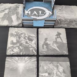 Halo themed stone coaster - set of 4 (you pick!) + coaster carrier!