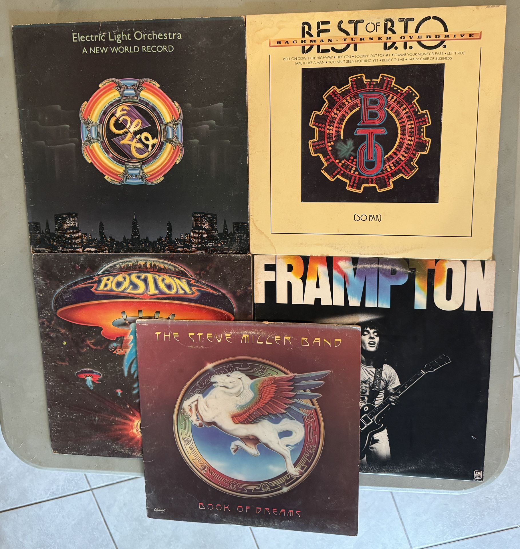 Vintage Record Album lot. Includes Steve Miller Band, ELO, Peter Frampton. 