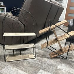 Elegant Metal And Wood Wall Shelves