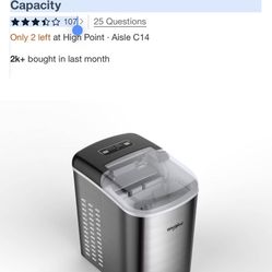 Whirlpool Ice Maker Stainless Steel: Countertop Ice Machine, Bullet Shape, 26 lbs Daily Production, 1.5 lbs Storage Capacity  3.43 out of 5 stars 107 