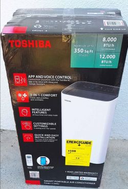 Toshiba PX0811CWRUFR 8,000 BTU (12,000 BTU ASHRAE) 115-Volt Smart Wi-Fi Portable AC, Cools & Dehumidifies Up To 350 Sq. Ft. - Certified Refurbished

N