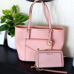 Michael Kors Blush Pink Bag And Matching Wallet 