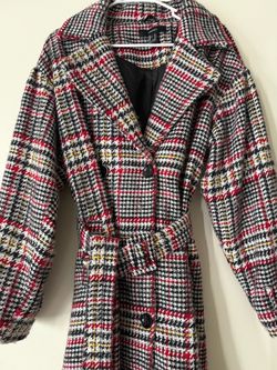 Women’s Plaid Wool-Blend Trench Coat