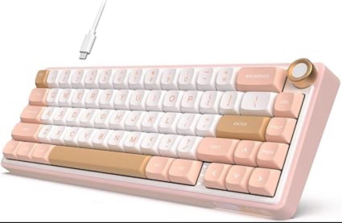 RK ROYAL KLUDGE R65 Wired Mechanical Keyboard with Volume Knob, 60% Percent RGB Backlit Gasket Mount Gaming Keyboard with PBT Keycaps, MDA Profile, QM