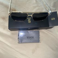 SOJOS UV400 Retro Square Polarized Sunglasses, SJ1161C5 Gold 59-14-145mm