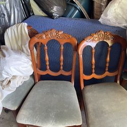 Antique Cherry Wood Chairs And Table 
