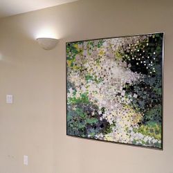 Dania Silver Framed Decorator Art Abstract 40 x 40 inches