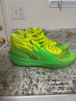 Size 10.5 men’s Puma MB.02 Green Slime Basketball Sneaker