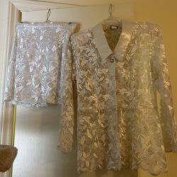 2 Piece White Lacy Skirt And Top
