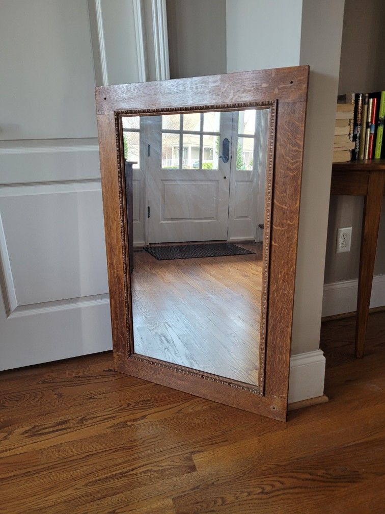 Antique Oak Framed Mirror