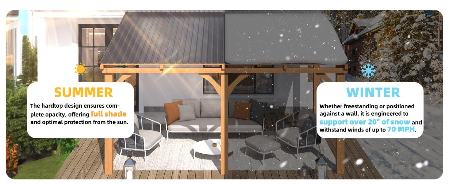 .AECO JOY Brand Wood &steel Lean To Gazebo Kit, Assembly Req.  Hardtop Pergola Gazebo!!Materials And Hardware NEW!