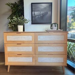 Natural Oak 6-Drawer Dresser – 47.5” Wide