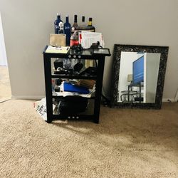 Metal And Glass Bar With Television Stand , Tv Is Not Included 