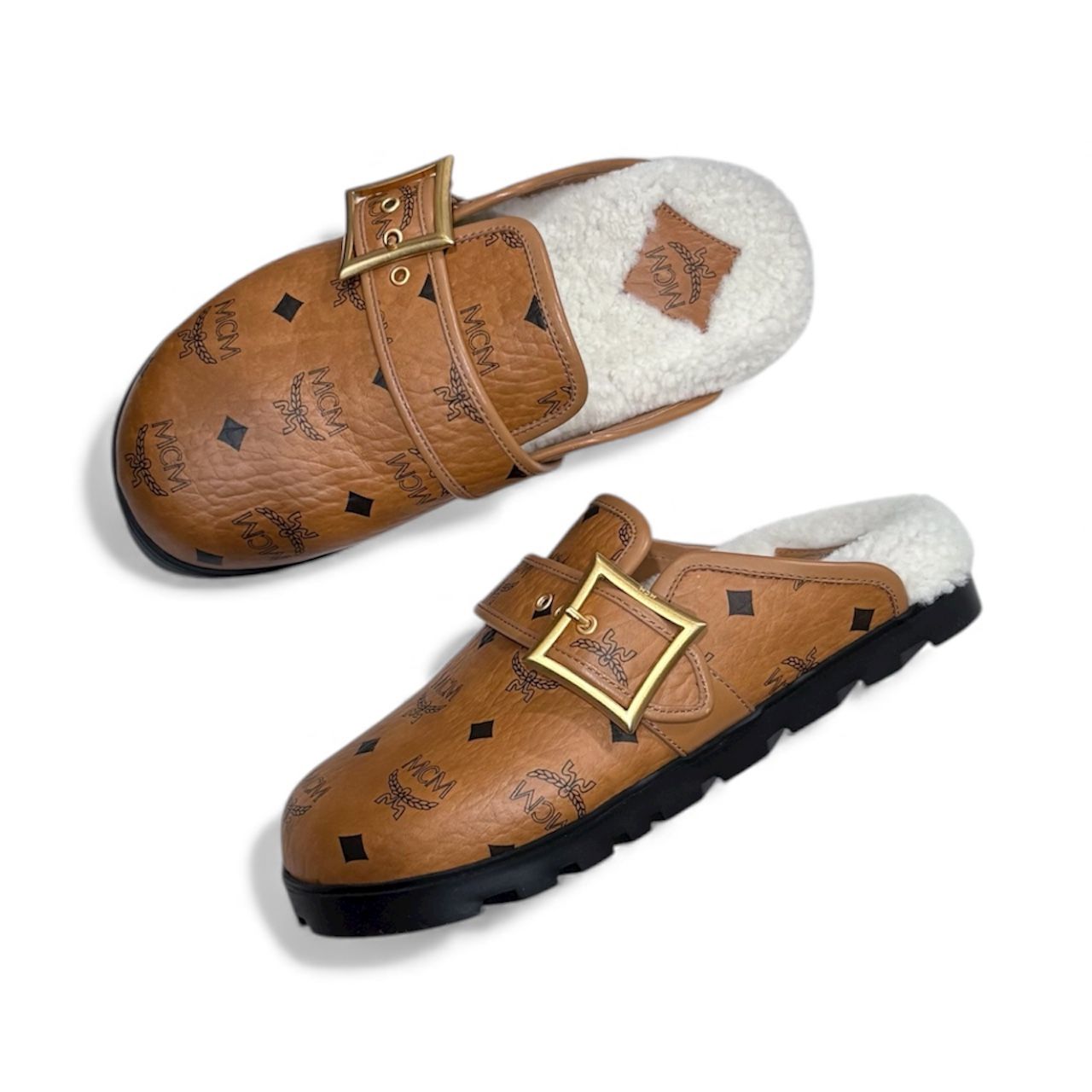 NEW MCM Flat Mules in Visetos Canvas size 38 Unisex