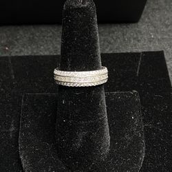 925 Silver Mossinate Eternity Band Ring Size 7