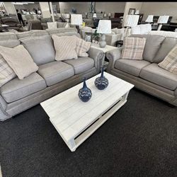 Ashley Olsberg Steel Living Room Set Sofa and Loveseat 