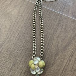 Beautiful Necklace Vintage With Chunky Chain And Large Multi Stone Pendant 