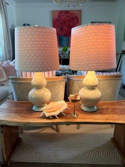 SAFAVIEH Lighting 27-inch Cybil Beige Table Lamps (Set of 2) - 14" x 14" x 26"