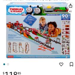 Thomas & Friends Motorized Thomas & Percy Cargo Race Train Set 4 Layouts 9ft 90+