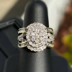 Jewelry 10k solid yellow gold natural diamond baguette 4.50CTW cluster ring size 7.00