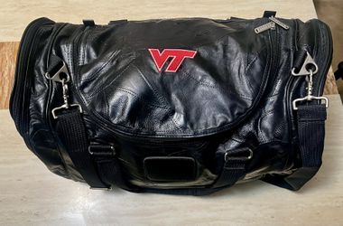 Virginia Tech Football Black Leather Duffel Bag Team Issued Seville Gear