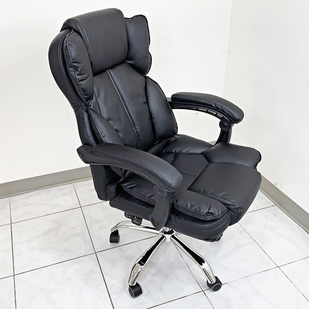 New $120 Executive Office Chair Black Leather Thick Padding Comfortable Ergonomic Recline Height Adjustable 