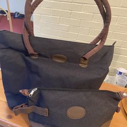 Women Hand bag-Bella Russo Large Tote Bag and Toilet Kit Set