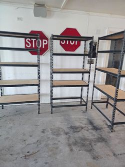Set of 3 metal garage shelving units