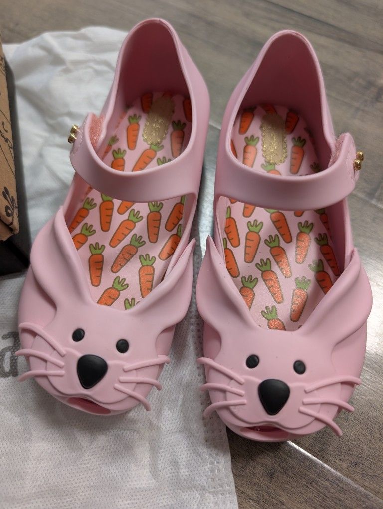 Mini Melissa Animal Lovers Pink Bunny Shoes New USA 10 