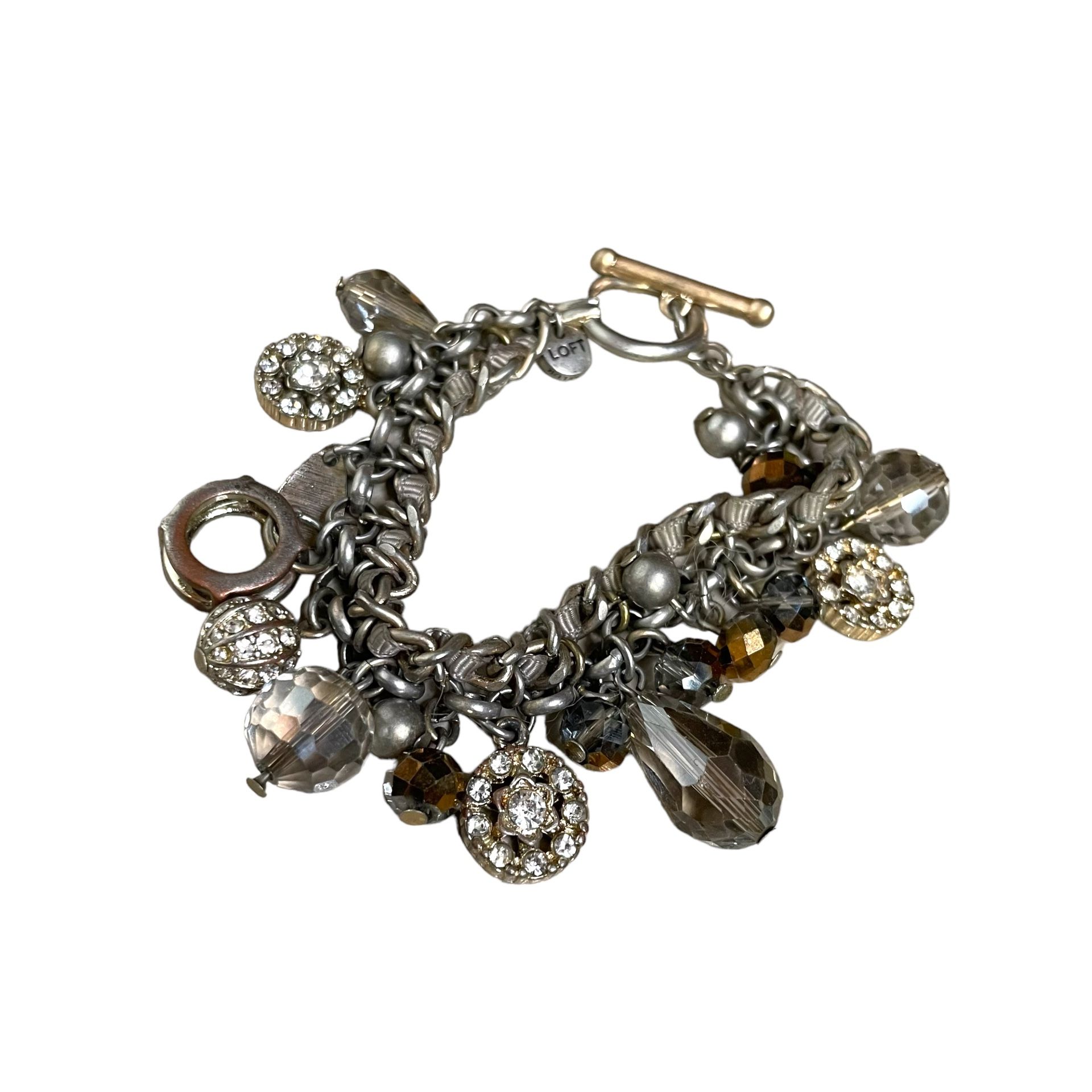Beautiful LOFT y2k Dangle Charm Bracelet: Womens accessories, jewelry, rhinestones, beads , Mothers Day Gift