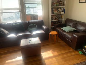 Brown leather sofas
